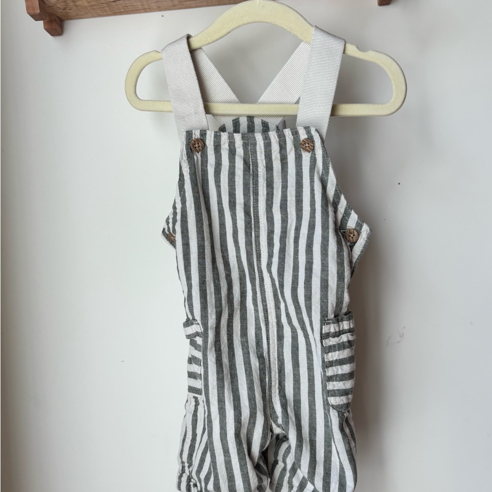 Carter's Gray and White Striped Overalls